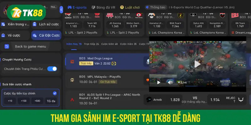 Tham gia Sảnh IM E-Sport tại TK88 dễ dàng